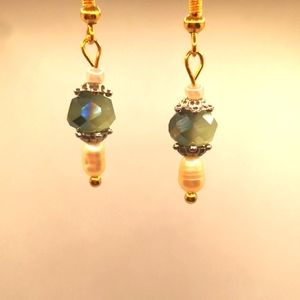 Handmade Czech glass and pearl earrings